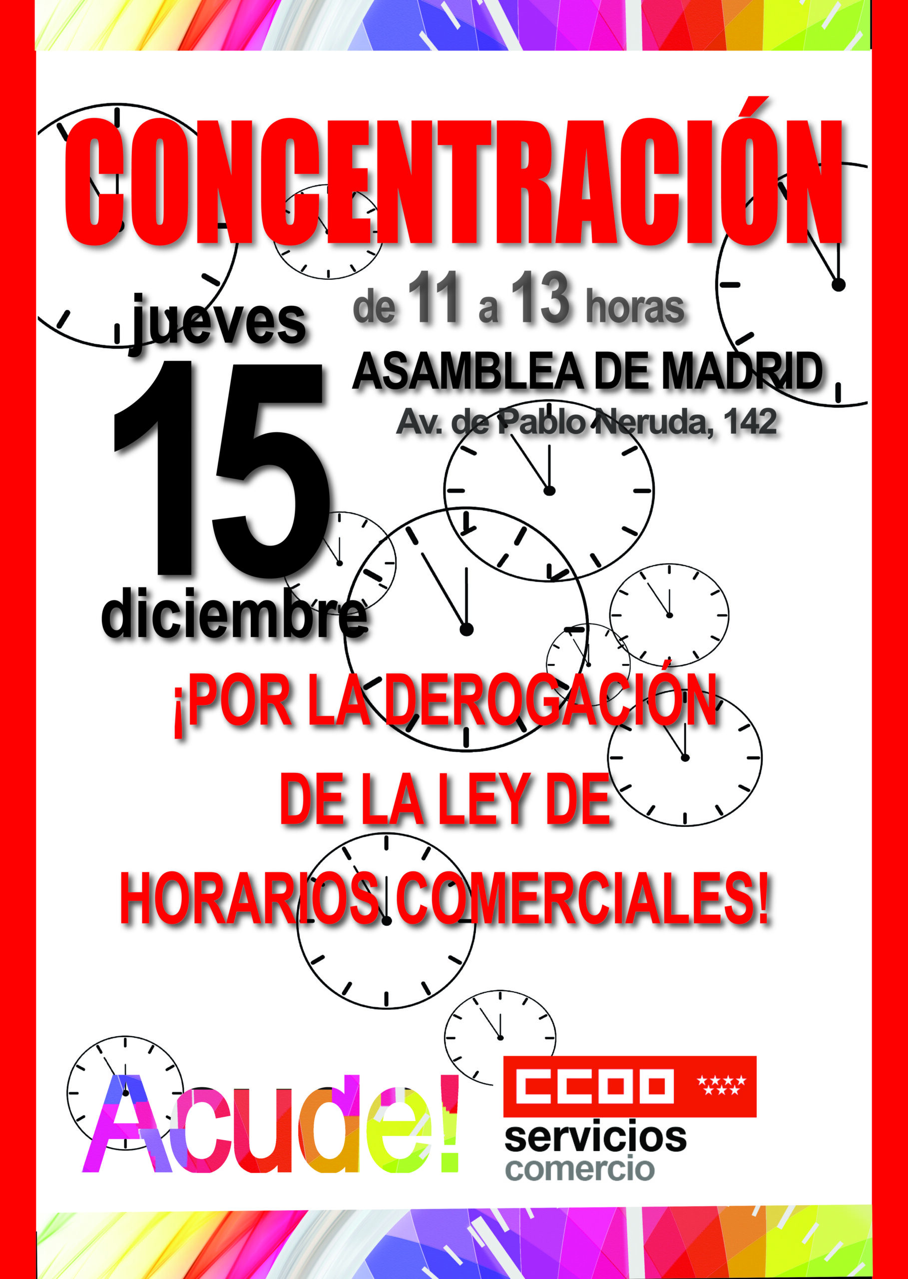concentracion horarios asamblea Madrid