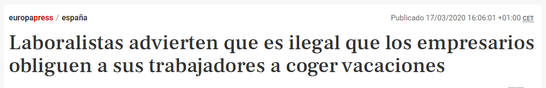 EUROPAPRESS OBLIGAR VACACIONES ILEGAL
