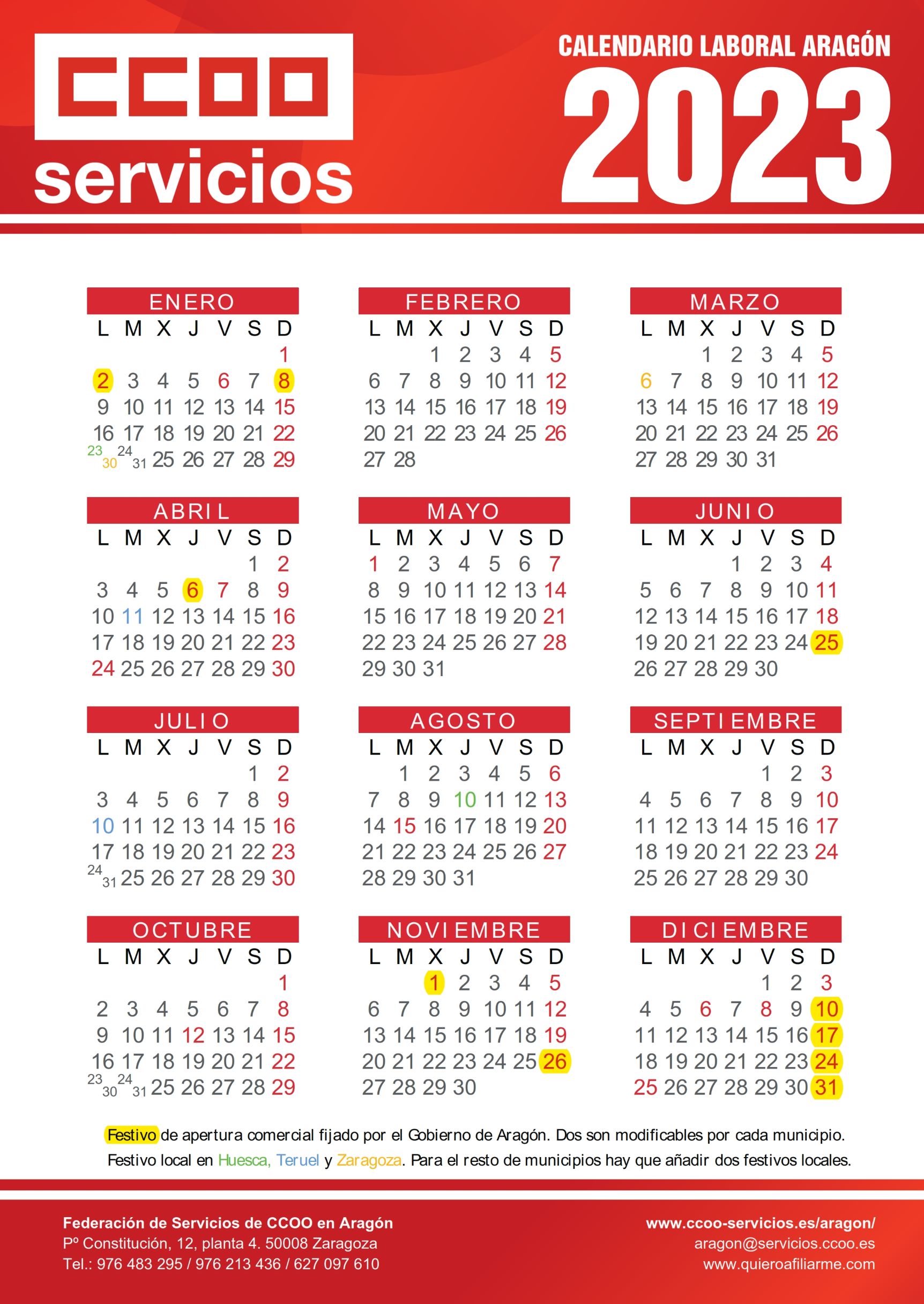 Calendario laboral de Aragón