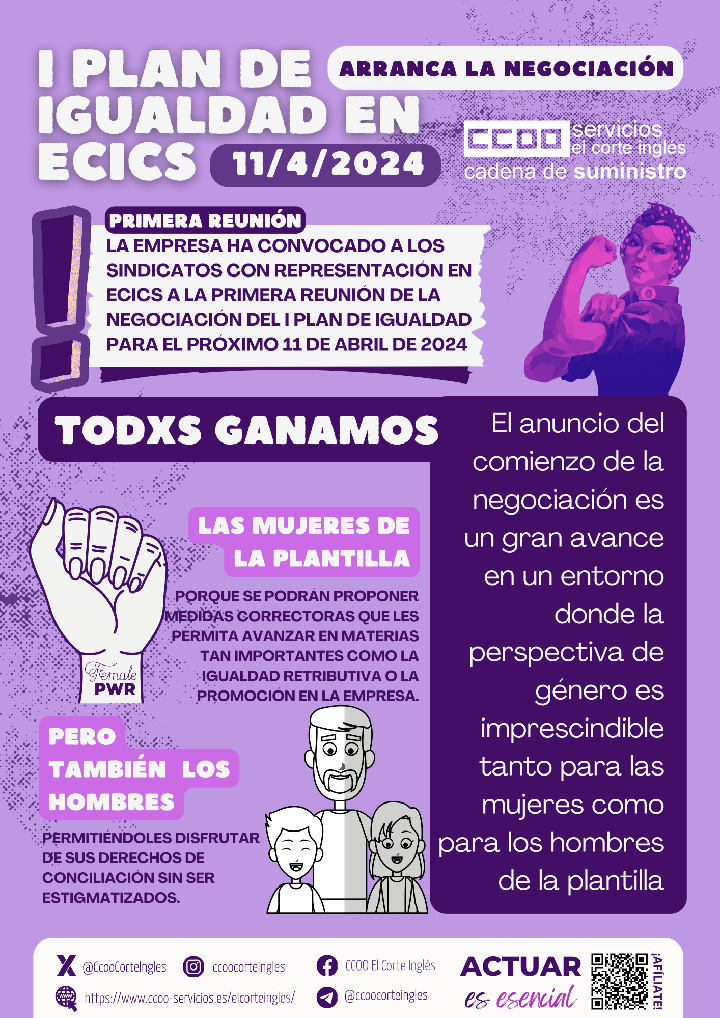CCOO ECICS I PLAN DE IGUALDAD ECICS ARRANCA LA NEGOCIACIÓN DEL PRIMER PLAN DE IGUALDAD EN CADENA DE SUMINISTRO