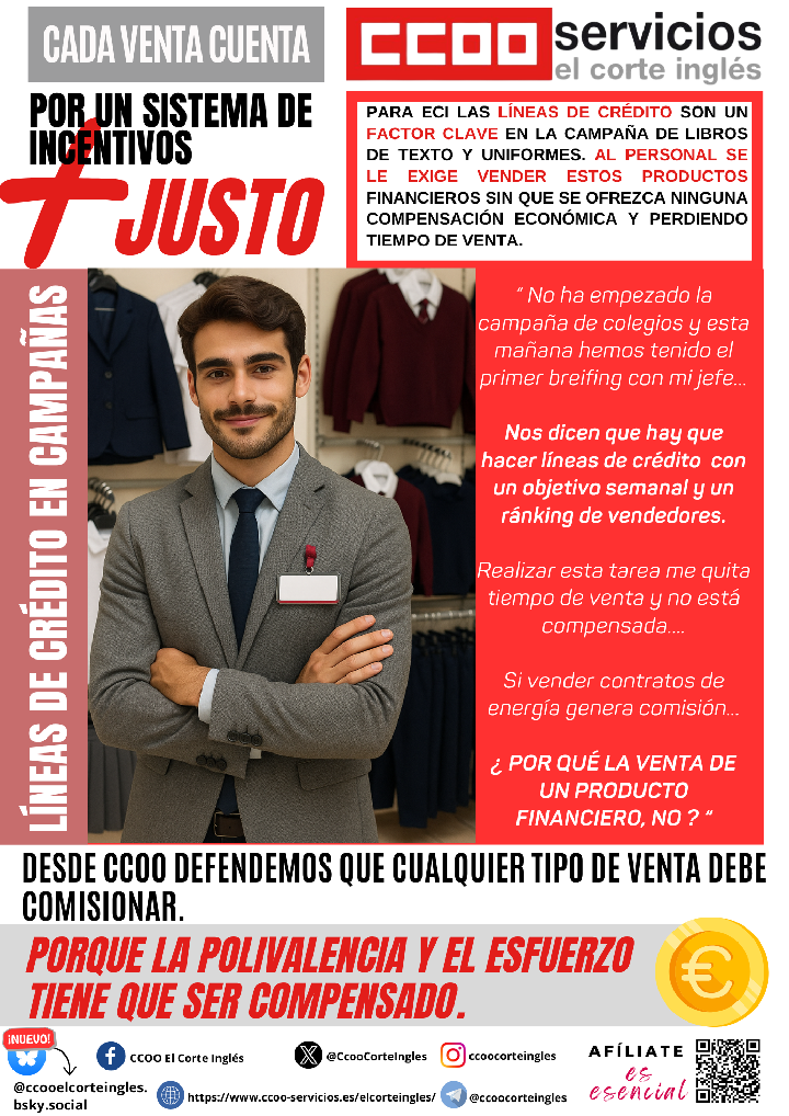 SISTEMA DE INCENTIVOS CCOO ECI QUEREMOS COMISIONAR POR LA REALIZACIÓN DE LÍNEAS DE CRÉDITO