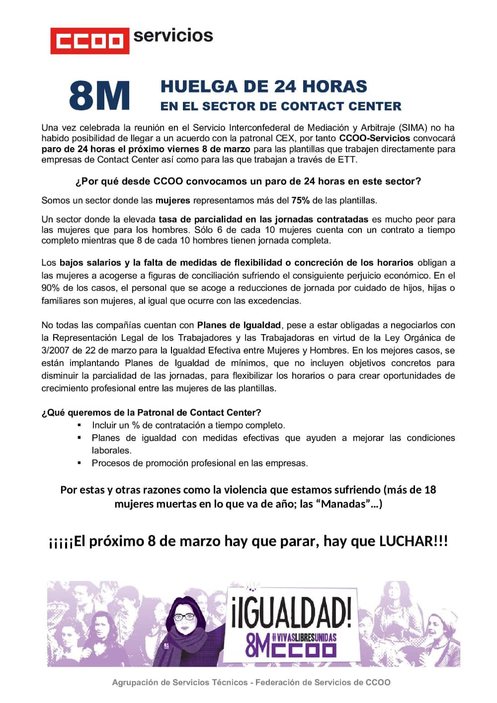 Huelga de 24 horas en contact center