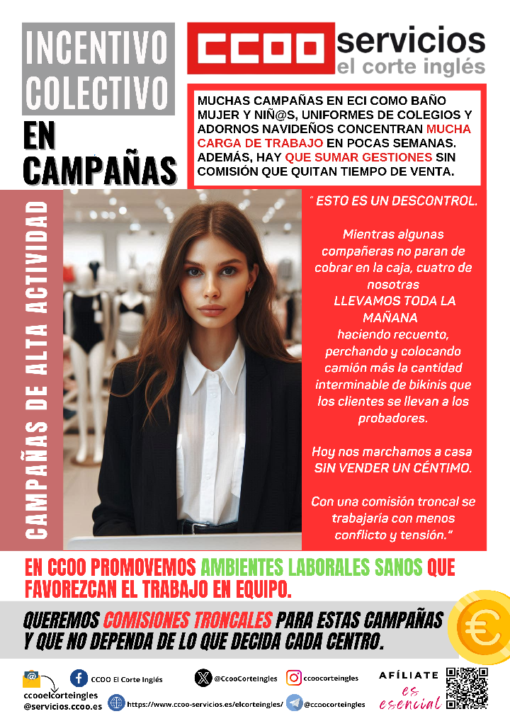 CCOO ECI SISTEMA DE INCENTIVOS INCENTIVO COLECTIVO EN CAMPAÑAS DE ALTA ACTIVIDAD
