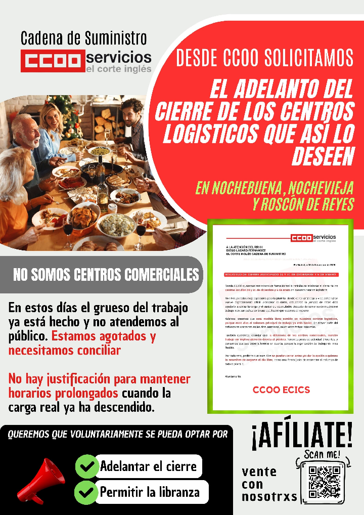 ADELANTO DEL CIERRE CENTROS COMERCIALES ECI Y LOGISTICOS NOCHEBUENA NOCHEVIEJA Y ROSCON 2026